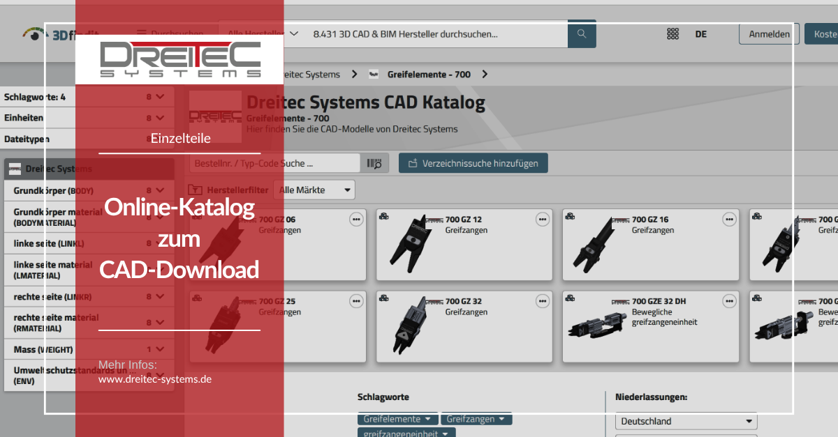 Online-Katalog für direkte CAD-Downloads